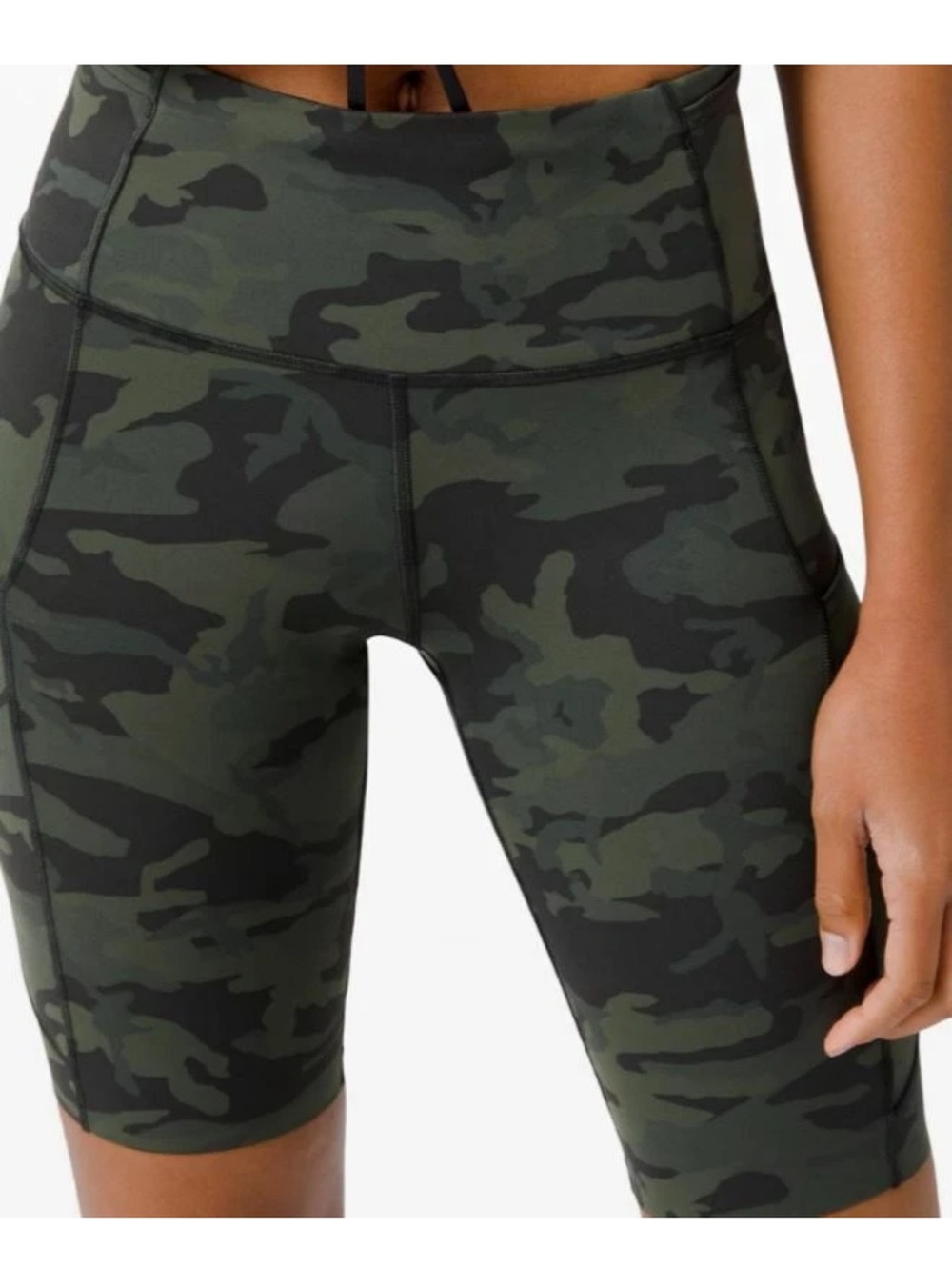 lululemon Fast & Free 10in Incognito Camo Gator Green High-Rise Bike Shorts
